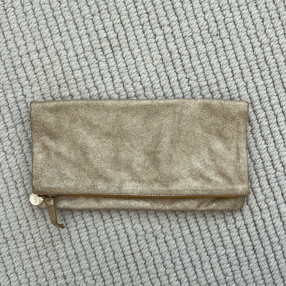 Clare V Metallic Gold Fold-Over Clutch